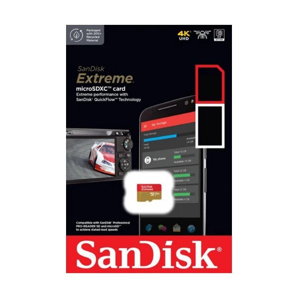 SanDisk Extreme MicroSD כרטיס זיכרון 4K מבית SanDisk