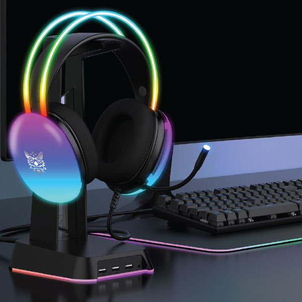 אוזניות גיימינג X25 שחור עם תאורת RGB מבית מותגים שונים