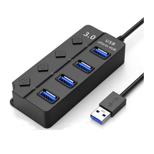 רכזת USB3.0 עם 4 פורטים + מפסק לכל יציאה מבית מותגים שונים