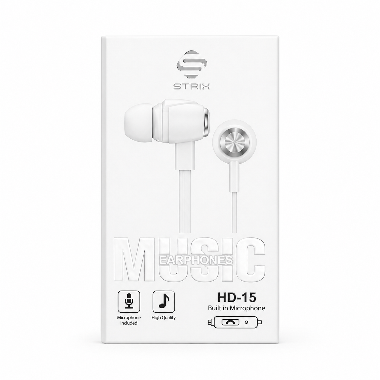 אוזניות AUX סטריקס דגם HD-15 סיליקון לבן מבית מותגים שונים