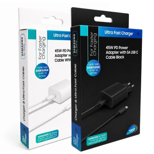 Samsung Charger USB-C To Type-C 45W סט מטען קיר מבית Samsung