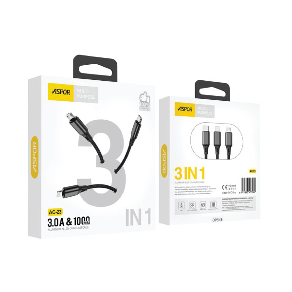 3 ב-1 – כבל TYPE C , MICRO USB , LIGHTNING USB מבית Apple