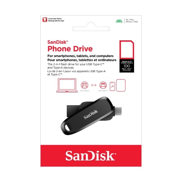 SanDisk Phone Drive USB-A/USB-C דיסק און קי מבית SanDisk