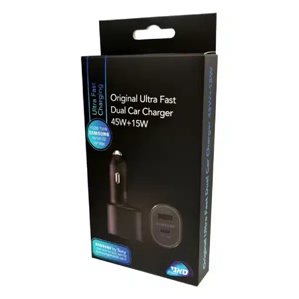 Samsung Adapter USB-C 45W ראש רכב שחור מבית Samsung