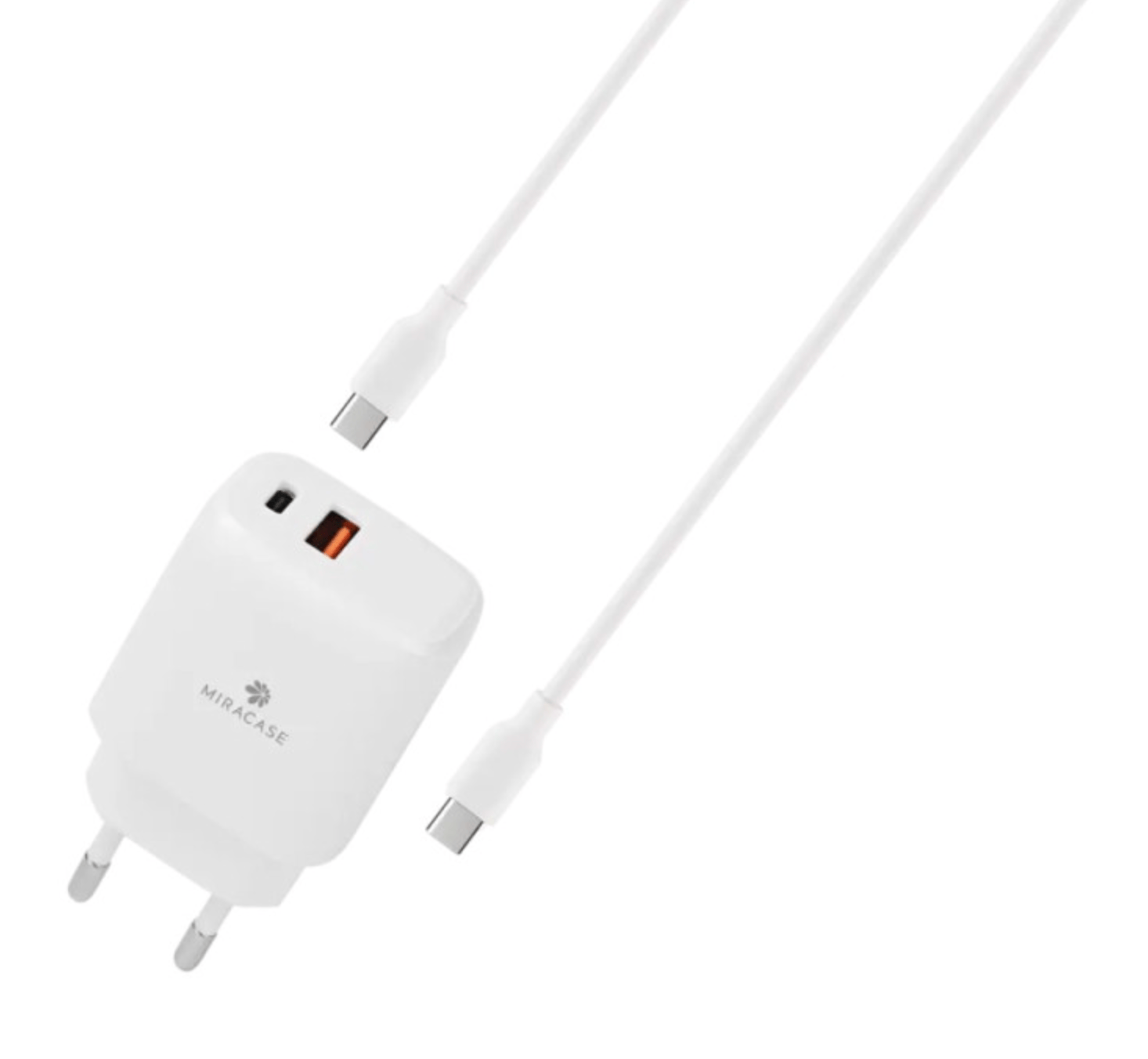 MiraCase MWC20PQ1 USB-C To Type-C 20W סט מטען קיר כפול מבית Miracase