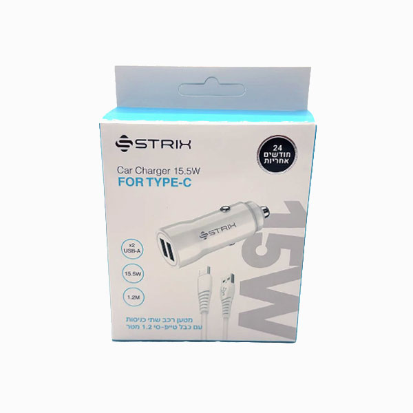 מטען לרכב 15W ל- TYPE-C מבית מותגים שונים