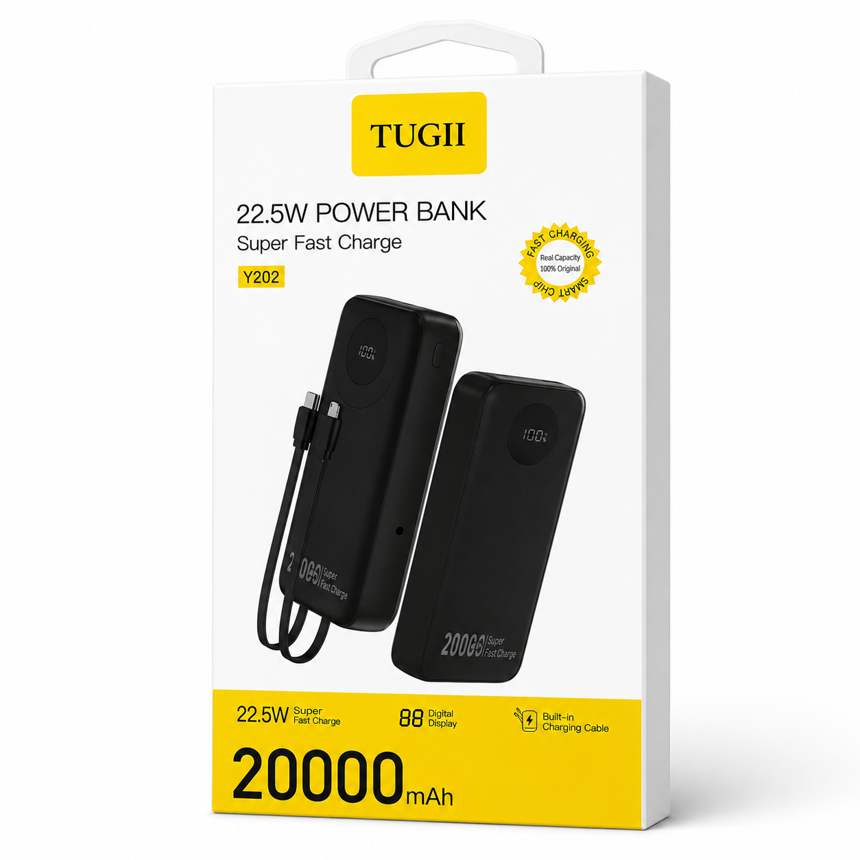 סוללת גיבוי TUGII בקיבולת 20,000mAh עם טעינה מהירה 22.5W מבית TUGII