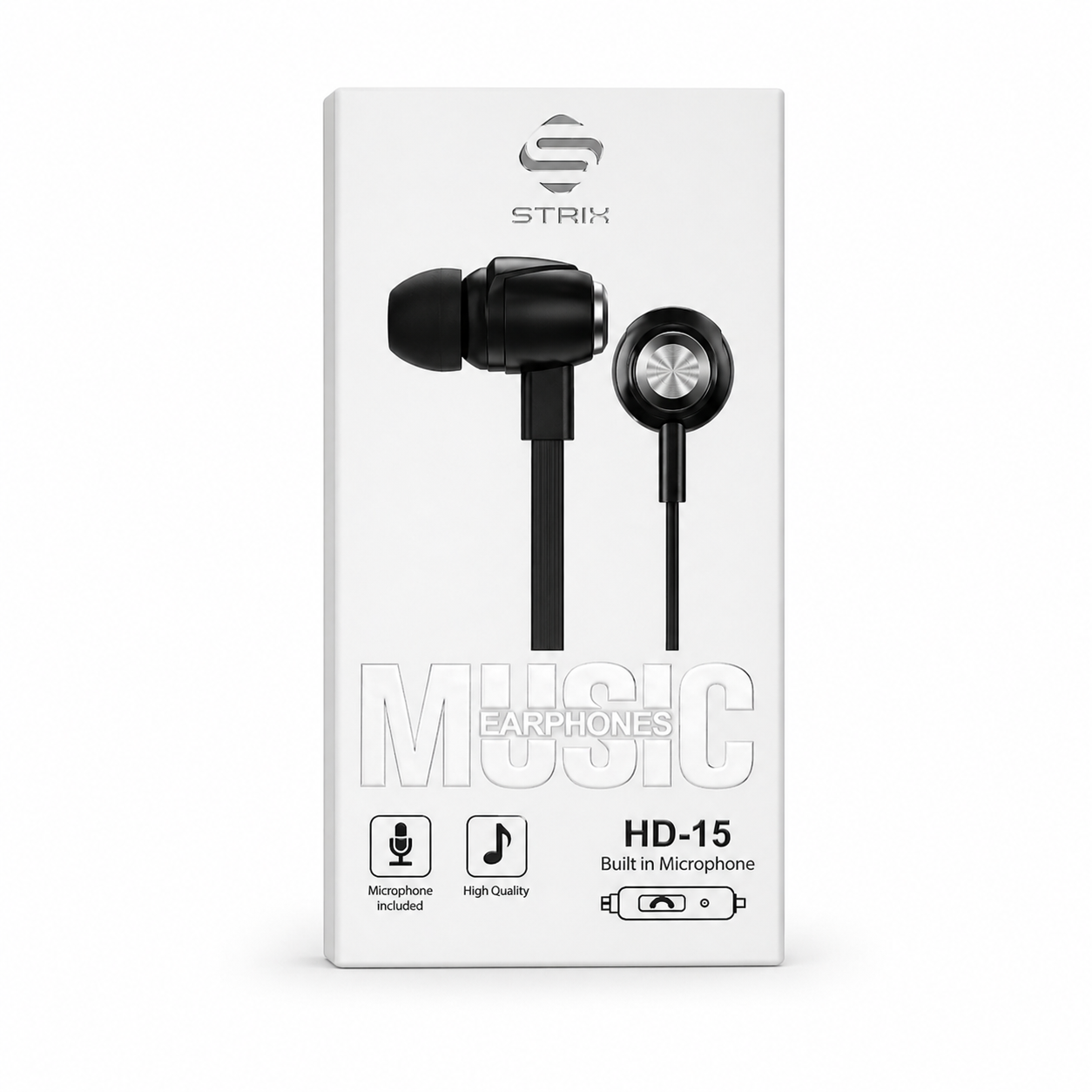 אוזניות AUX סטריקס דגם HD-15 סיליקון שחור מבית מותגים שונים
