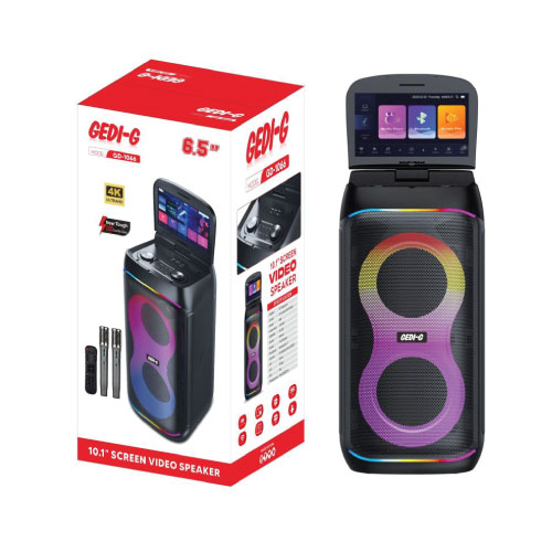 בידורית ניידת עם מסך 10.1, תאורת RGB ומיקרופונים אלחוטיים מבית מותגים שונים