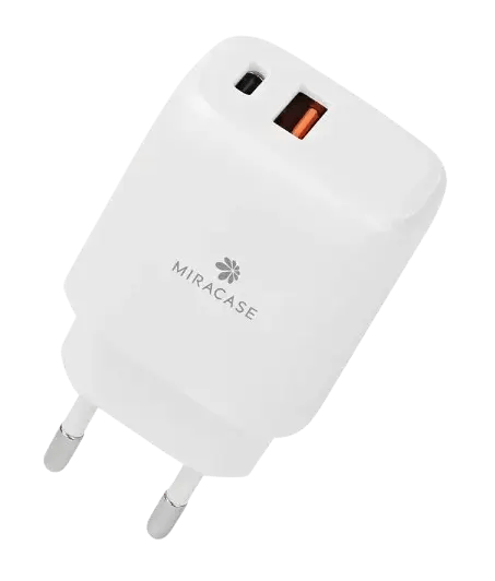 MiraCase MWC25PQ USB-C 25W + QC 3.0 ראש קיר כפול מבית Miracase