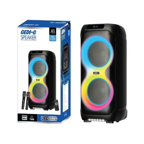 רמקול בידורית קריוקי 8 אינץ’, תאורת RGB, בלוטות’ ו-2 מיקרופונים מבית מותגים שונים