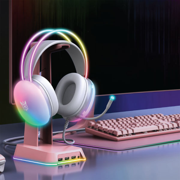 אוזניות גיימינג X25 לבן עם תאורת RGB מבית מותגים שונים