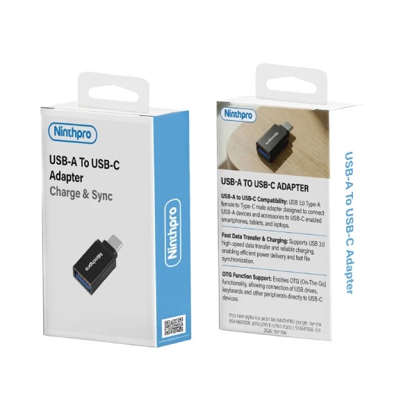 Ninthpro Adapter מתאם USB To USB-C מבית Ninthpro
